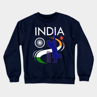 India Cricket With Indian Flag Brush Stroke Crewneck Sweatshirt